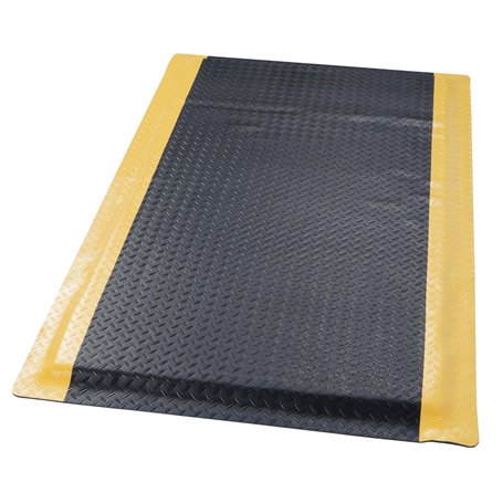 tonchean Tapis anti-fatigue 92 x 152 cm - Tapis de travail ergonomique en mousse PVC - Pour banc de garage - Noir et jaune