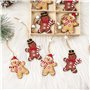 12Pcs Décoration Sapin Noël Pendentif en Bois Motif Bonhomme Pain d’épice Suspension Ornement à Suspendre pour Arbre Noël Chambr