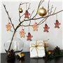 12Pcs Décoration Sapin Noël Pendentif en Bois Motif Bonhomme Pain d’épice Suspension Ornement à Suspendre pour Arbre Noël Chambr