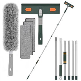 Flow fire Raclette de fenêtre de 250 cm avec tête télescopique et tige télescopique, raclette télescopique professionnelle avec  Flow fire Raclette de fenêtre de 250 cm avec tête télescopique et tige télescopique