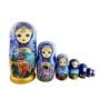 Winterworm Lot de 7 poupées russes traditionnelles en bois émaillé bleu doré pour enfant