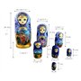 Winterworm Lot de 7 poupées russes traditionnelles en bois émaillé bleu doré pour enfant