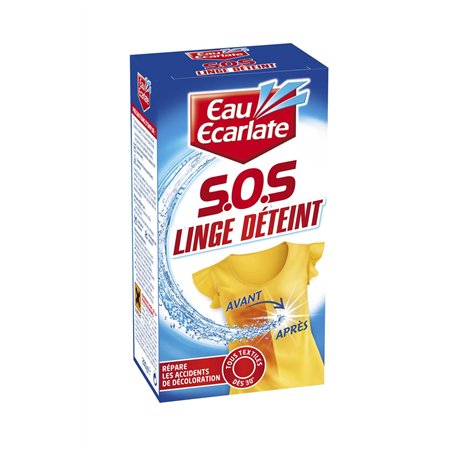 Eau Ecarlate Accident de Décoloration – Sos Linge Déteint Rénovateur Poudre (200g) – Répare les accidents de décoloration et ra
