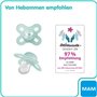 MAM Sucette « Skin Soft » en silicone pour nouveau-nés et prématurés de 0 à 2 mois Lot de 4 sucettes pour garçons avec 2 boîtes 