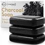 O Naturals Savon noir au charbon naturel 3 pièces - Savon hydratant pour le corps pour hommes et femmes