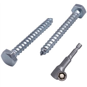 Marcopol Lot de 40 vis à bois hexagonales DIN 571 en acier zingué M8 x 50 mm, vis tire-fond hexagonale, vis tire-fond, tête (40  Marcopol Lot de 40 vis à bois hexagonales DIN 571 en acier zingué M8 x 50 mm
