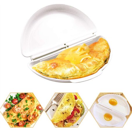 Cuiseur vapeur pour omelette œufs au micro-ondes avec deux compartiments à charnière sans BPA Gadgets de cuisine multifonction (