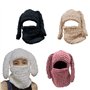 Mauqfra Cagoule exposée pour le visage - Bonnet tricoté avec oreilles de lapin - Bonnet tricoté moelleux pour l'hiver - Oreilles