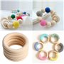 Maxtonser Lot de 5 bagues de dentition en bois de 70 mm pour bébé - Bracelet DIY - Artisanat - Bague en bois naturel