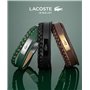 Lacoste Bracelet pour Homme Collection FUSION avec Cuir Noir et Acier Inoxydable Noir avec une Plaque Gravée - 2040318