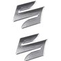Moto Autocollant 2pcs / Set S Logo 3D Body Moto Coffre Décor Styling Stickers Autocollant for Suzuki (Color : Silver)