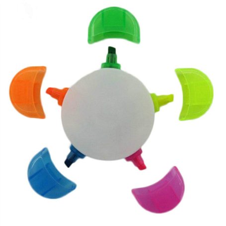 Surligneur 5 couleurs en 1 - En forme de fleur - En forme d'étoile arc-en-ciel (rose