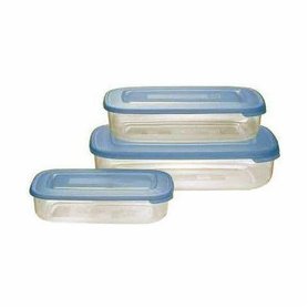 Tontarelli Frigobox Lot de 3 boîtes de rangement pour aliments rectangulaires avec couvercle océan