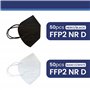 50 masques FFP2 blancs fabriqués en Italie | Masque FFP2 certifié CE 0465 avec 5 couches légères et confortables, scellées indiv