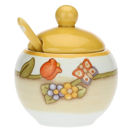 THUN - Sucrier en porcelaine avec cuillère à café Country
