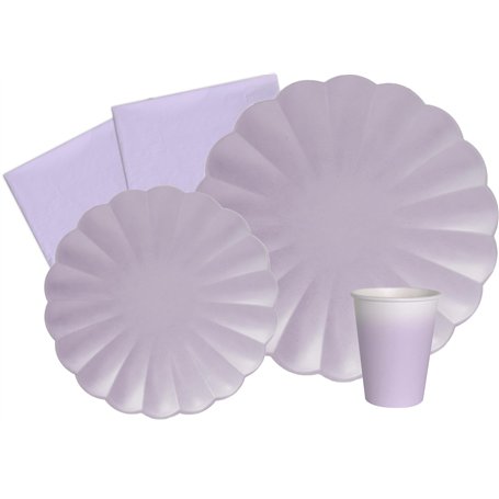 Ciao Kit Table Fête Party Flower Shape pour 8 Personnes (44 pièces: 8 Assiettes Ø23cm