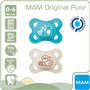 MAM "Skin Soft Silicone Sucette 0-6 Mois, lot de 4, 2 x boîtes de transport stérilisables incluses