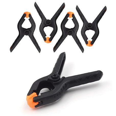 Lot de 4 pinces à ressort 7 cm en nylon de haute qualité – Mâchoire réglable en PE orange – Haute force de serrage pour menuiser