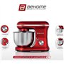 BEHOME Robot Patissier Professionnel 1200W avec Bol d'Acier Inoxydable 5L, 6+P Vitesses, 2 Fouets et 1 Crochet Pétrisseur (Rouge