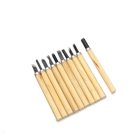 Terryshop74 Lot de 10 Burins Gouges en Acier de 13