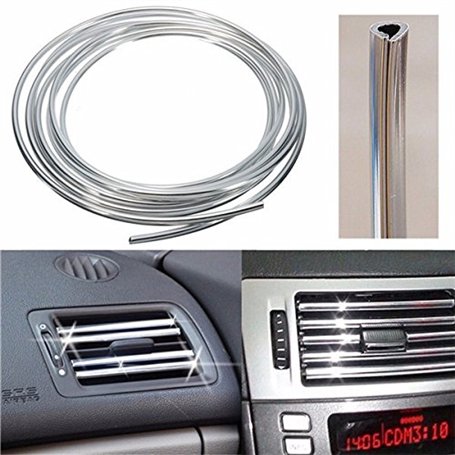 Alamor Silver Voiture Intérieur Décoration Porte De Ventilation Chrome Moulure Trim U Style 4 M