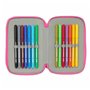 Pochette à crayons triple Kuromi Noir Fuchsia 12,5 x 19,5 x 5,5 cm 37 Pièces