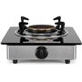 Réchaud à gaz, corps en acier inoxydable et surface en verre trempé noir (7 mm). Carburant : Gaz butane ou gaz propane. Convient