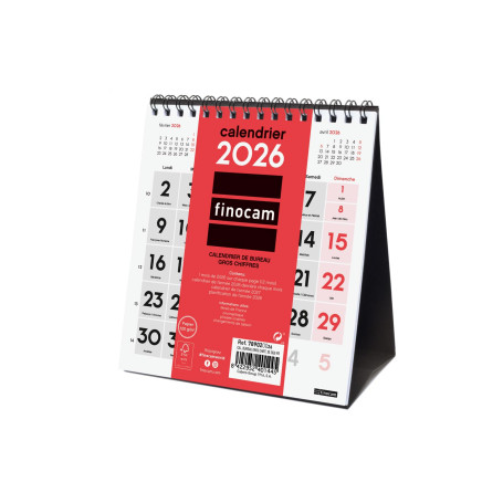 Finocam – Calendrier mural Gros Chiffres 2026 1 Mois par page Janvier – Décembre 2026 (12 mois) | Calendrier 2026 | Planificateu