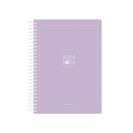 Antartik Agenda scolaire 25-26 à spirale essentials violet 1 jour page A5 bilingue papier FSC 80 g.