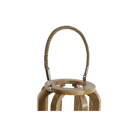 Bougeoir Home ESPRIT Naturel Verre Bois de manguier 25 x 25 x 35 cm