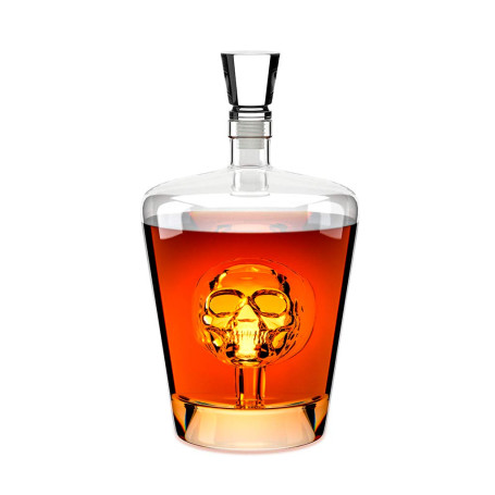 Balvi - décanteur à Whisky Poison. Bouteille à Liqueur d'1 Litre. Contient Une tête de Mort à l'intér