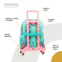 TOYBAGS Sac à Dos Scolaire Stitch Tropical - Double Compartiment - avec Accessoire Pom-Pom - Adaptable + Chariot Rose Protection