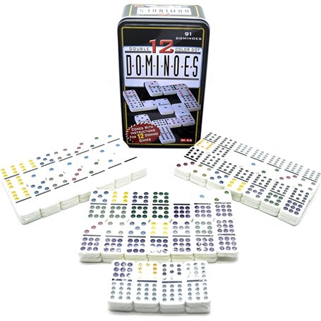 Domino Jeu de Table ou Domino Professionnel Grand 91 Pièces avec Boîte Métallique Domino Classique Sophistiqué et Toujours Diver