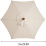 Toile Parasol 6 Baleines 3m Remplaçante pour Parasol de Terrasse, Tissu Résistant et Épais, Rechange Parasol 3m 6 Baleines pour 