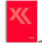 Cahier Imprex Rouge A5 80 Volets (4 Unités)