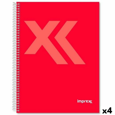 Cahier Imprex Rouge Din A4 80 Volets (4 Unités)
