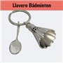 Porte-clés de badminton - Porte-clés de raquette de badminton avec volant ou plume en zinc et métal couleur argent - Accessoire 