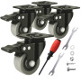 Kit de 4 roulettes pour meubles avec frein - 50 mm | jusqu'à 320 kg - Kit de montage complet vis et outils - Roues pour meubles
