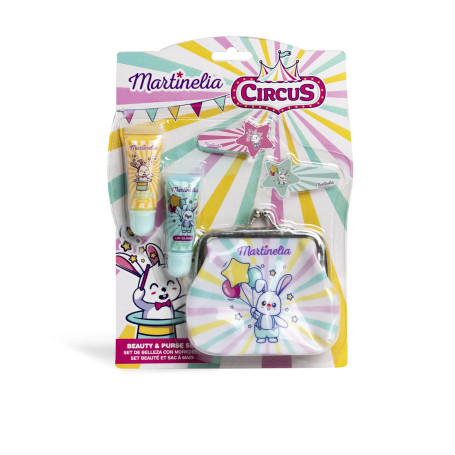 MARTINELIA - Set Beauté & Porte Monnaie Circus Pour Enfant - 2 Gloss + 2 Barrettes + Porte Monnaie - Thème Cirque - Maquillage E