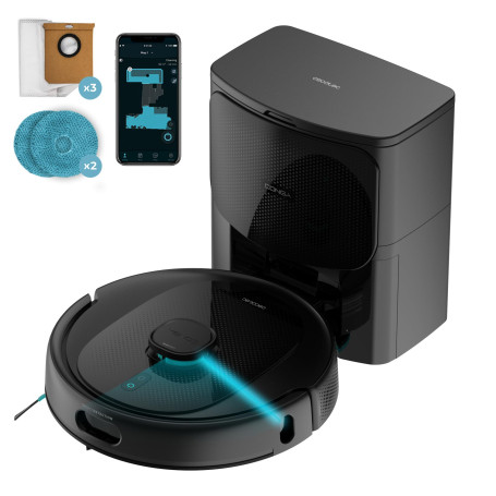 Cecotec Robot Aspirateur et Laveur de Sols avec IA et Base AutoVidange Conga 9990 AI Spin Revolution Ultra Power Home. 10000 Pa