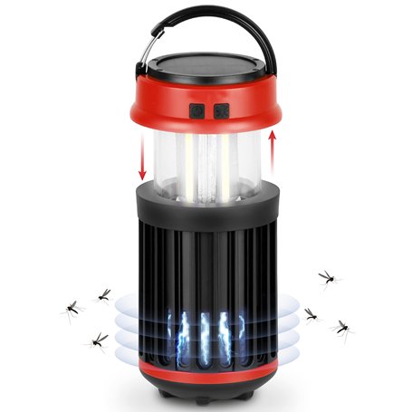 Lampe de camping sans fil rechargeable avec tueur de moustiques et solaire