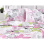 Parure de lit - 1 housse de couette 220 x 240 cm + 2 taies d'oreiller 60 x 60 cm - 65% coton, 35% polyester - Rose