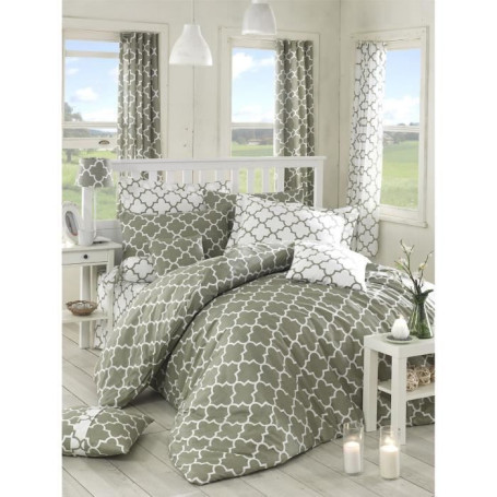 Parure de lit - 1 housse de couette 220 x 240 cm + 2 taies d'oreiller 60 x 60 cm - 100% coton renforcé - Gris