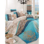 Parure de lit - 1 housse de couette 220 x 240 cm + 2 taies d'oreiller 60 x 60 cm - 100% coton renforcé - Turquoise
