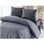 Parure de lit - 1 housse de couette 220 x 240 cm + 2 taies d'oreiller 60 x 60 cm - 65% coton, 35% polyester - Gris