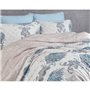 Parure de lit - 1 housse de couette 220 x 240 cm + 2 taies d'oreiller 60 x 60 cm - 100% coton renforcé - Bleu