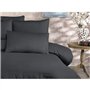 Parure de lit - 1 housse de couette 220x240 cm + 2 taies d'oreiller 60x60 cm - 70% polyester, 30% coton - Anthracite