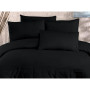 Parure de lit - 1 housse de couette 220 x 240 cm + 2 taies d'oreiller 60 x 60 cm - 70% polyester, 30% coton - Noir