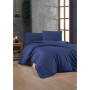 Parure de lit - 1 housse de couette 220 x 240 cm + 2 taies d'oreiller 60 x 60 cm - 100% coton renforcé - Bleu