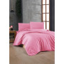 Parure de lit - 1 housse de couette 220 x 240 cm + 2 taies d'oreiller 60 x 60 cm - 100% coton renforcé - Rose
